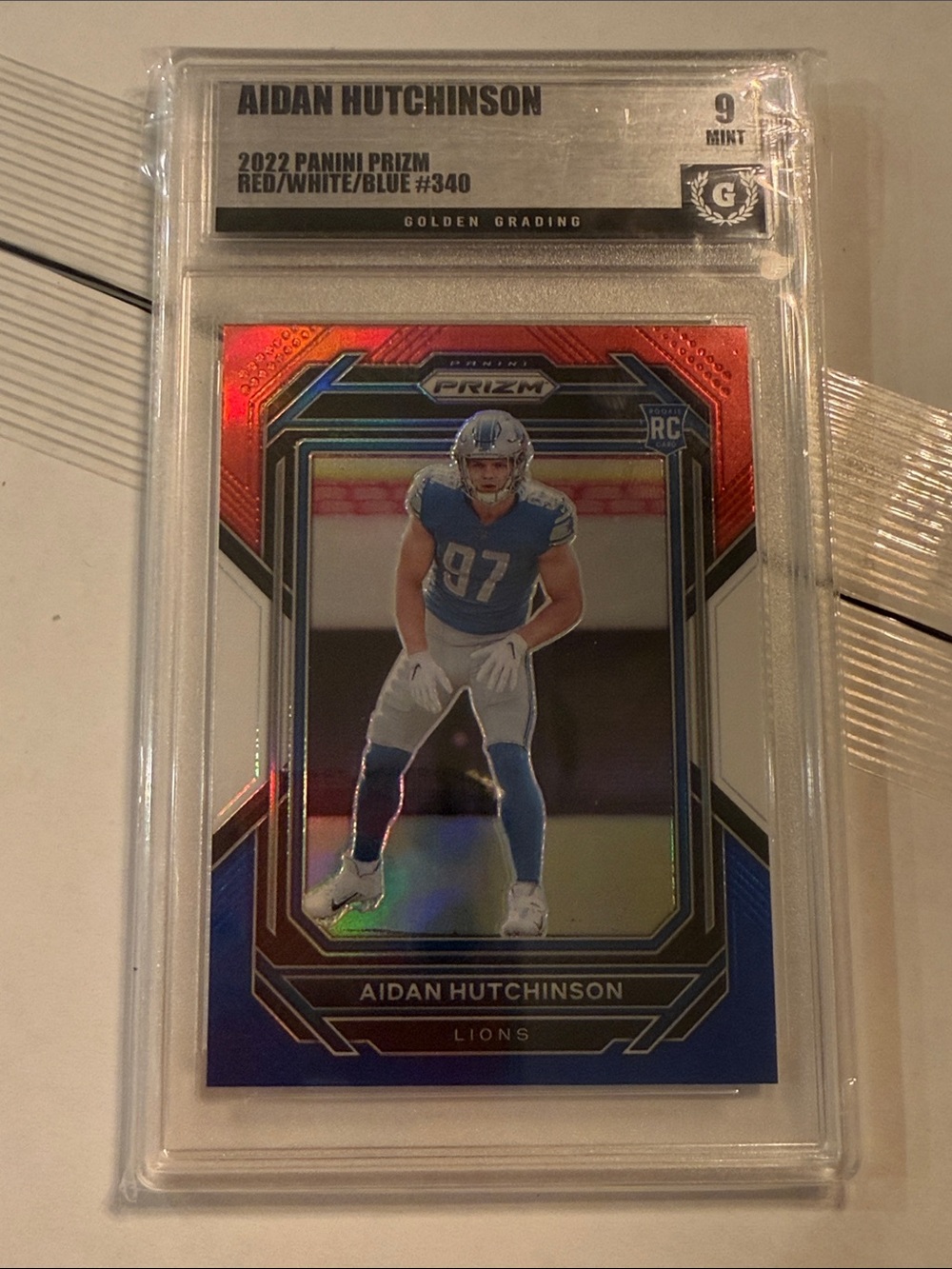 Panini Prizm Aidan Hutchinson Detroit Lions Card - Blue/White